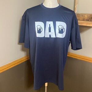 Dad beer graphic navy blue & white short sleeve crew neck tee shirt size XL